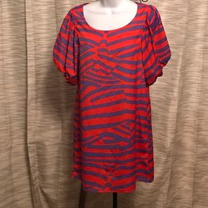 Red and blue strip dress